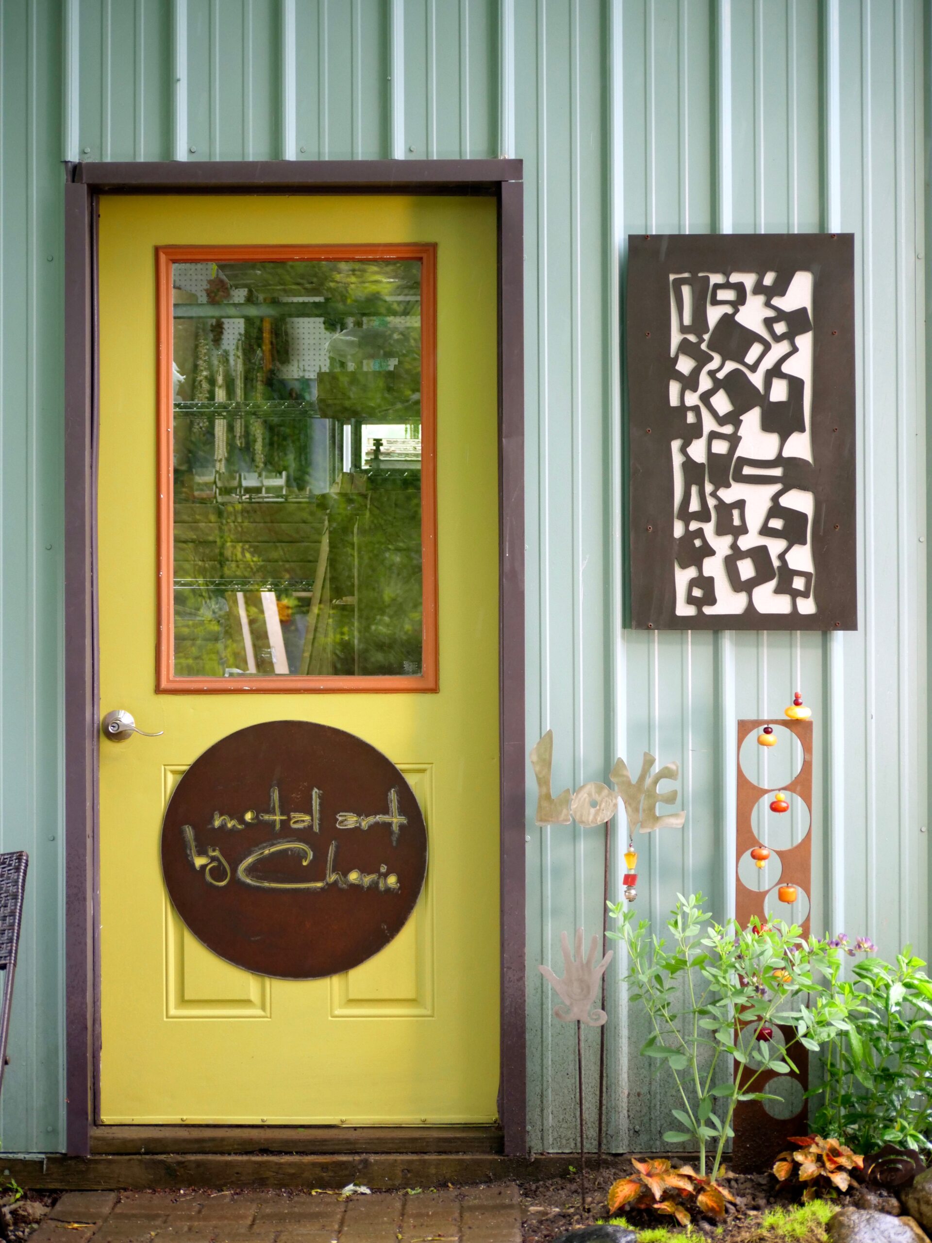 The door to Cherie Haney's studio at Art & Element