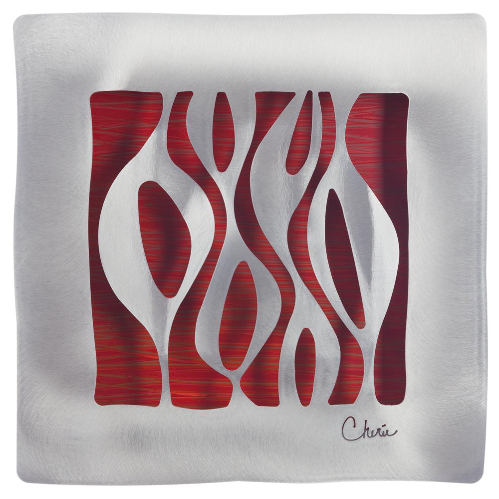 red ellipse metal wall art tile