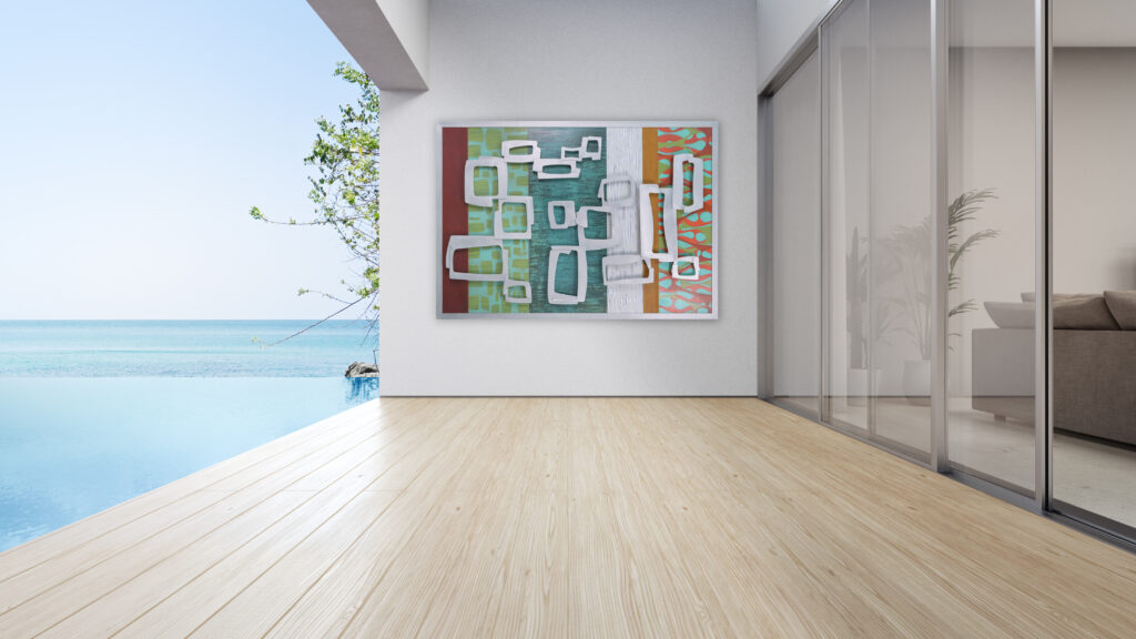 Square Evolution on an oceanside deck outside a contemporary beach house