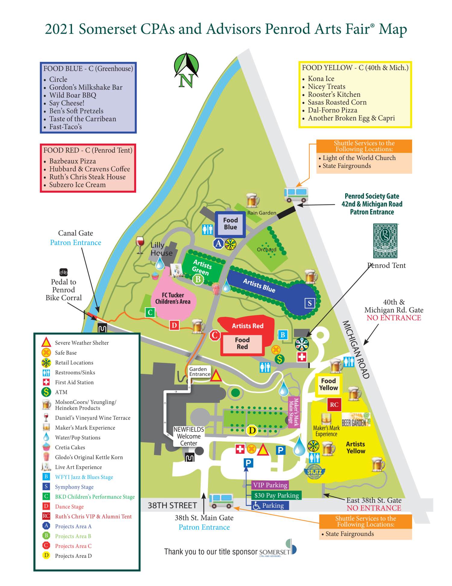 map of Penrod Arts Fair showing parking areas and booth layout.
