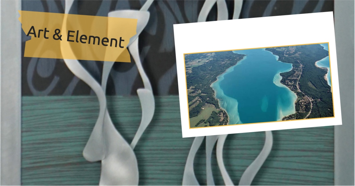 Torch Lake postcard with artwork