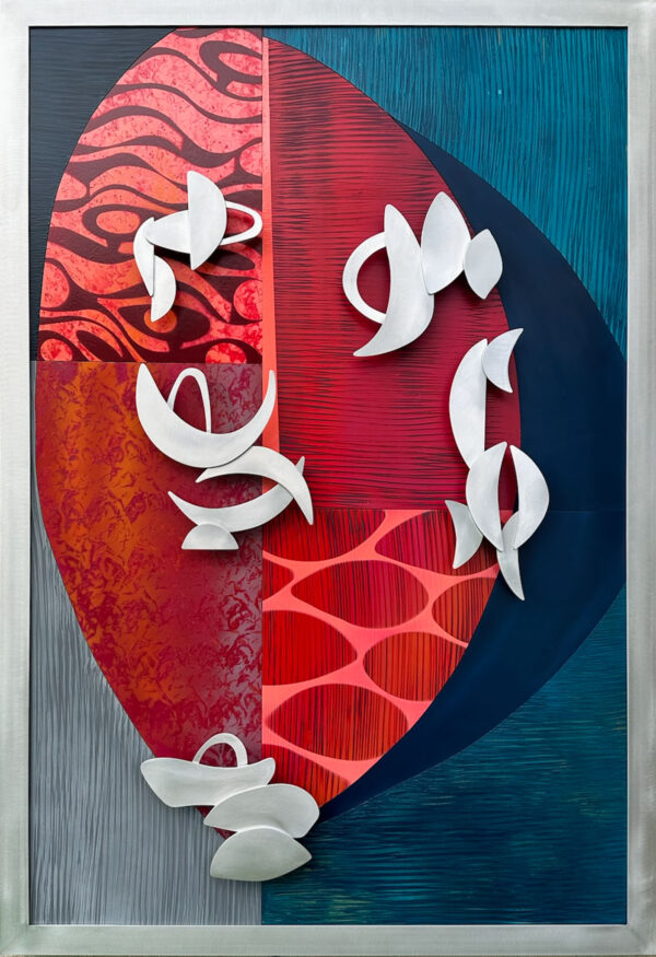 Pomegranate on Blue with Phases of the Moon