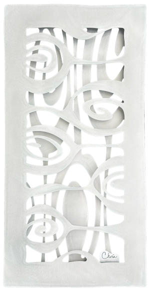 abstract organic shapes cut out of aluminum and assembled into a 3d wall tile