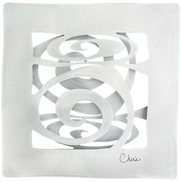 spiral shapes cut out of aluminum and assembled into a 3d wall tile