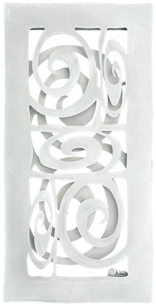 abstract organic shapes cut out of aluminum and assembled into a 3d wall tile