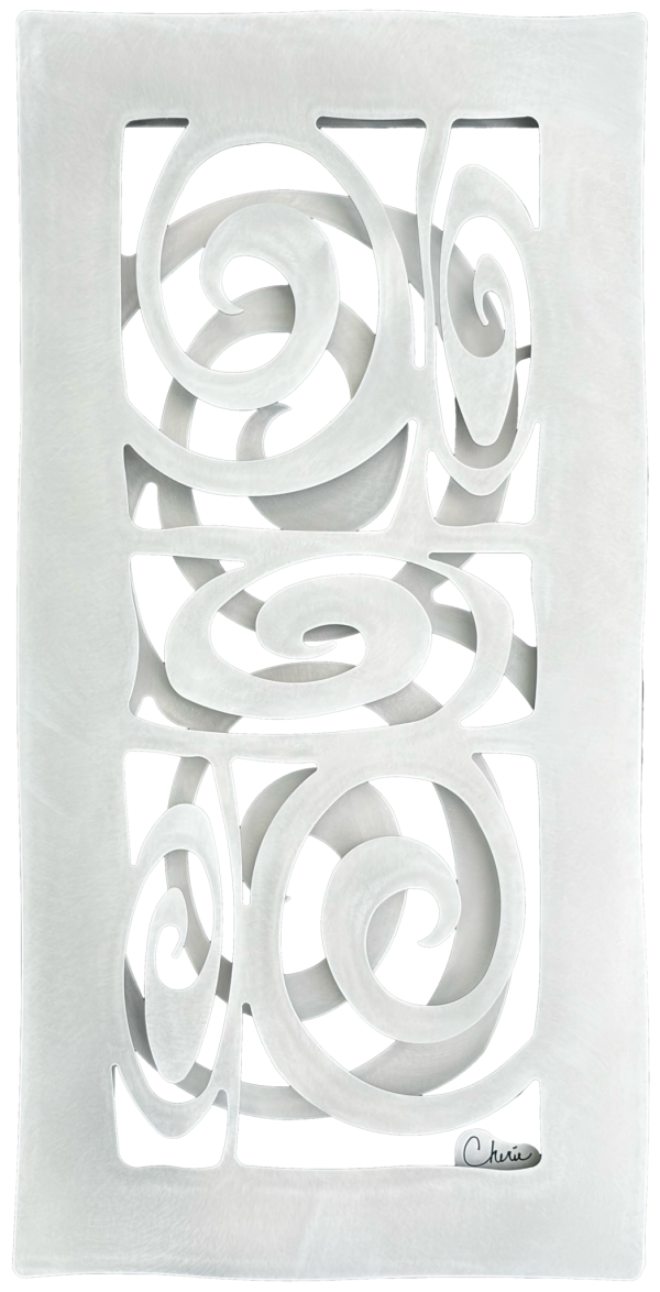 abstract organic shapes cut out of aluminum and assembled into a 3d wall tile
