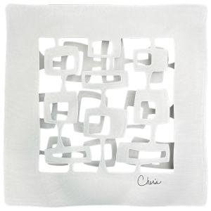 abstract midcentury square shapes cut out of aluminum and assembled into a 3d wall tile